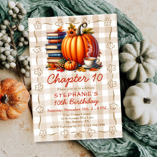 Chapter 10 Book Lover Storybook Fall 10th Birthday Invitation