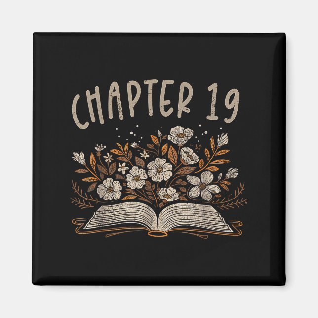 Chapter 19th Birthday Bookworm 19 Years Old For Bo Magnet (Front)