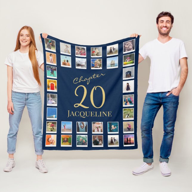 Chapter 20 Blue Gold 20th Birthday Photo Fleece Blanket (In Situ)