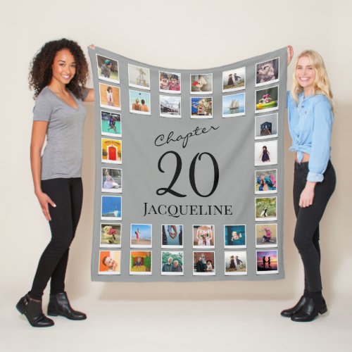 Chapter 20 Grey Black 20th Birthday Photo Fleece Blanket