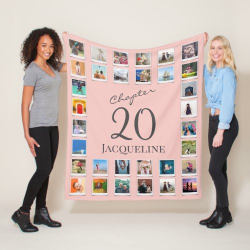 Chapter 20 Pink Grey 20th Birthday Photo Fleece Blanket