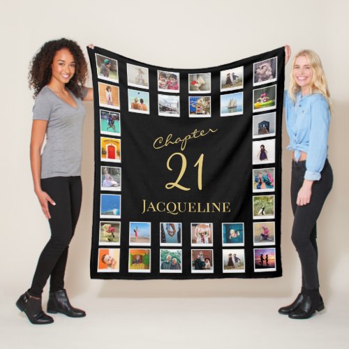 Chapter 21 Black Gold 21st Birthday Photo Fleece Blanket