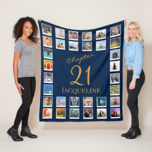 Chapter 21 Blue Gold 21st Birthday Photo Fleece Bl