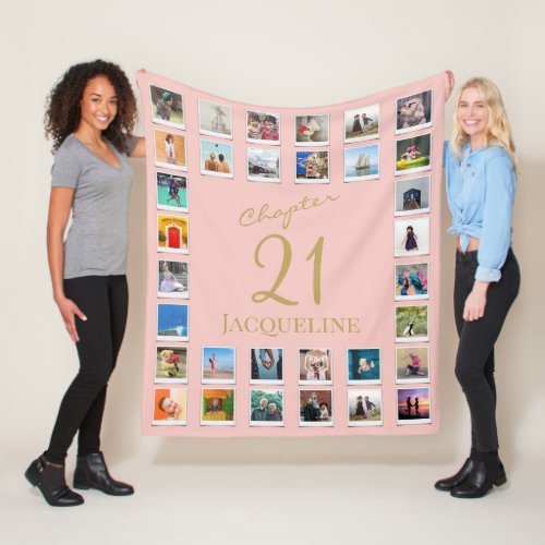Chapter 21 Pink Gold 21st Birthday Photo Fleece Blanket