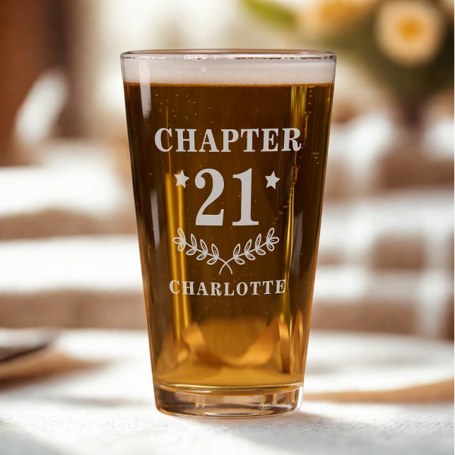 Chapter 21 Twenty-First Birthday Personalized Name Pint Glass (Creator Uploaded)