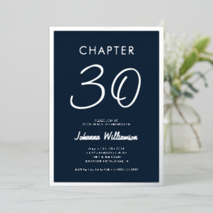 Chapter 30 Blue 30th Birthday Party Silver Foil Invitation