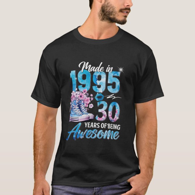 Chapter 30 Fabulous EST 1995 30th Floral Birthday  T-Shirt (Front)