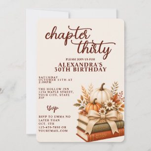 Chapter 30 Fall Pumpkin Bookish 30th Birthday Invitation