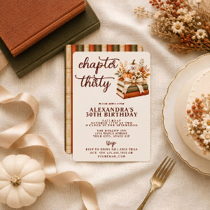 Chapter 30 Fall Pumpkin Bookish 30th Birthday Invitation