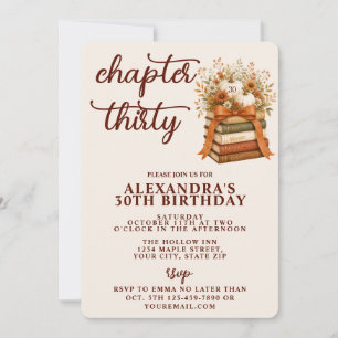 Chapter 30 Fall Pumpkin Bookish 30th Birthday Invitation