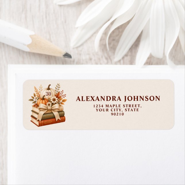 Chapter 30 Fall Pumpkin Bookish 30th Birthday Label (Insitu)