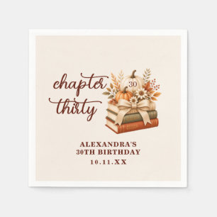 Chapter 30 Fall Pumpkin Bookish 30th Birthday Napkins