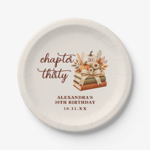 Chapter 30 Fall Pumpkin Bookish 30th Birthday Paper Plates
