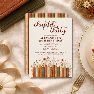 Chapter 30 Fall Wildflowers Bookish 30th Birthday Invitation