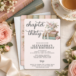Chapter 30 Floral Book Themed 30th Birthday Invitation