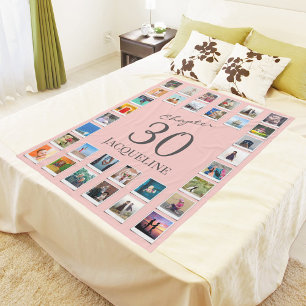 Chapter 30 Pink Gray 30th Birthday Photo Fleece Blanket