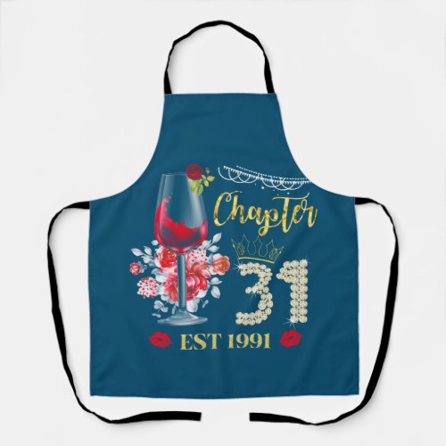 Chapter 31 Years EST 1991 31st Birthday Red Rose Apron
