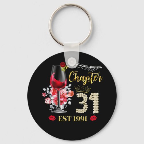 Chapter 31 Years EST 1991 31st Birthday Red Rose Keychain