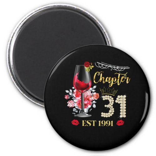 Chapter 31 Years EST 1991 31st Birthday Red Rose Magnet
