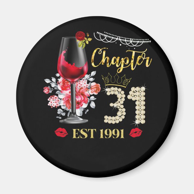 Chapter 31 Years EST 1991 31st Birthday Red Rose Magnet (Front)