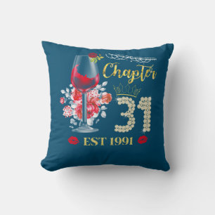 Chapter 31 Years EST 1991 31st Birthday Red Rose Throw Pillow