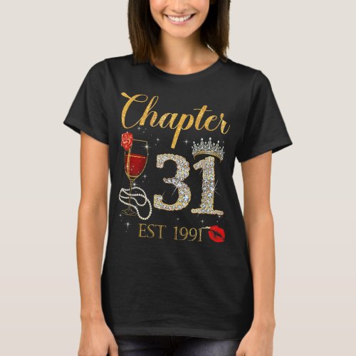 Chapter 31 Years EST 1991 31st Birthday Red Rose W T_Shirt