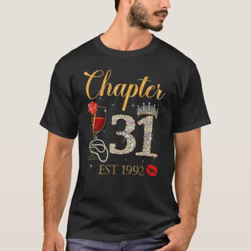 Chapter 31 Years EST 1992 31st Birthday Red Rose W T_Shirt