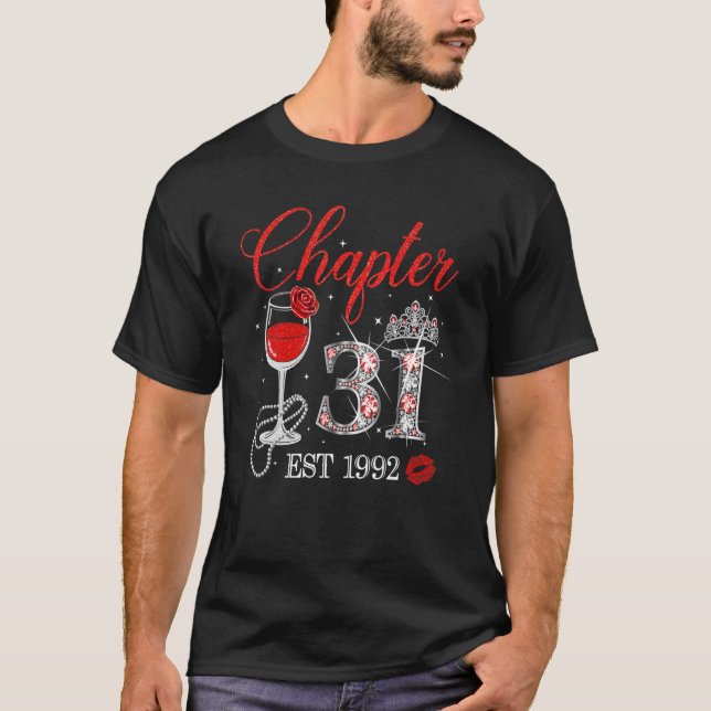 Chapter 31 Years EST 1992 31st Birthday Red Rose W T-Shirt (Front)