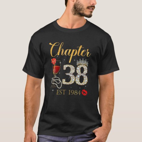 Chapter 38 Years EST 1984 38Th Birthday Red Rose W T_Shirt