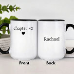 Chapter 40th Birthday Mug<br><div class="desc">The “Chapter 40” design is a personalized 40th birthday gift that symbolizes the start of a new chapter in life. This 40th birthday design serves as a reminder of the milestone and serves as a perfect way to celebrate the new chapter and cherish happy memories.</div>