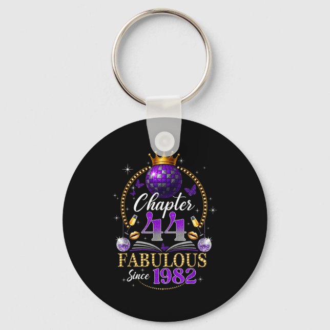 Chapter 44 Since 1982 Purple Disco Ball 44th Birth Keychain (Front)