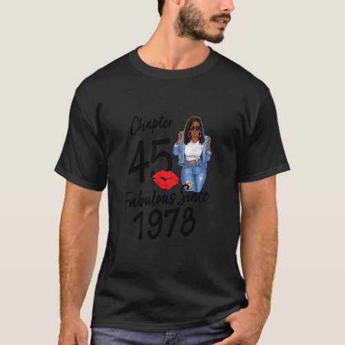 Chapter 45 Fabulous Since 1978 Black Girl Birthday T_Shirt
