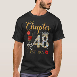 Chapter 48 Years EST 1975 48th Birthday Red Rose W T-Shirt