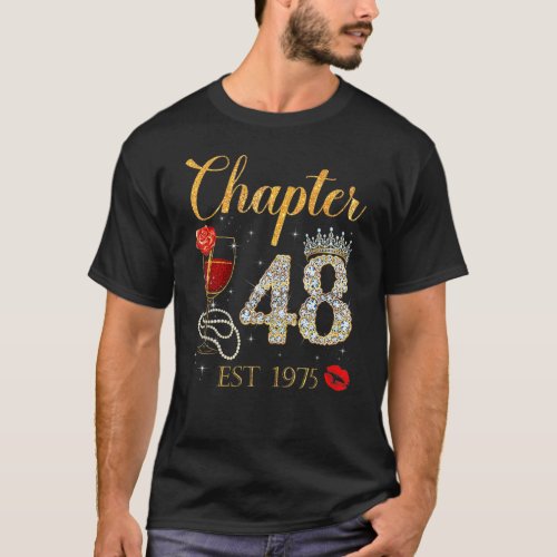 Chapter 48 Years EST 1975 48th Birthday Red Rose W T_Shirt