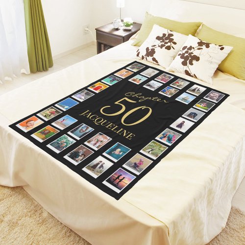 Chapter 50 Black Gold 50th Birthday Photo Fleece Blanket