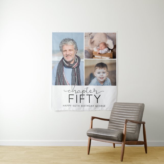 Chapter 50 Custom Photo Collage 50th Birthday Tapestry (In Situ)