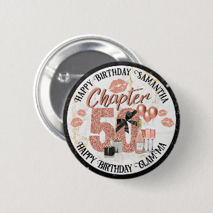 Chapter 50 Elegant Rose Gold 50th Birthday Button