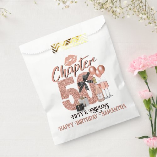 Chapter 50 Elegant Rose Gold 50th Birthday Favor Bag