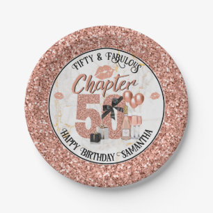 Chapter 50 Elegant Rose Gold 50th Birthday Paper Plates