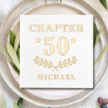 Chapter 50 Fifty Fiftieth Birthday Personalized Foil Napkins<br><div class="desc">Chapter 50 Fifty Fiftieth Birthday Personalized Name Real Foil Stamped Paper Napkins features the text "Chapter 50" in modern script typography accented with floral leaves and personalized with your custom name below. Perfect for fiftieth birthday parties. Created by Evco Studio www.zazzle.com/store/evcostudio</div>