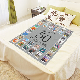 Chapter 50 Gray Black 50th Birthday Photo Fleece Blanket