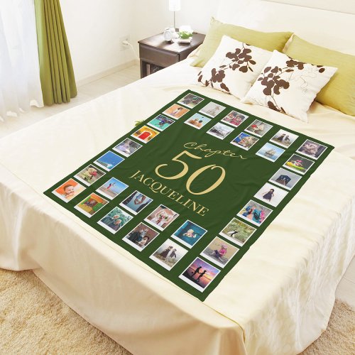 Chapter 50 Green Gold 50th Birthday Photo Fleece Blanket