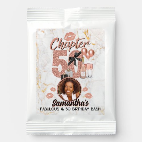 Chapter 50 Rose Gold 50th Elegant Birthday Photo Hot Chocolate Drink Mix