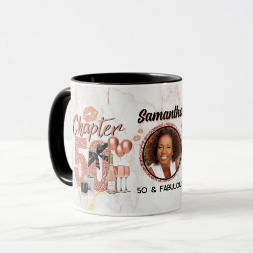 Chapter 50 Rose Gold 50th Elegant Birthday Photo Mug