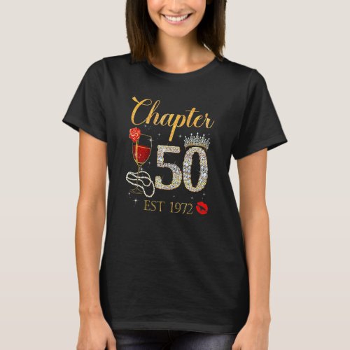 Chapter 50 Years Est 1972 50th Birthday Red Rose W T_Shirt