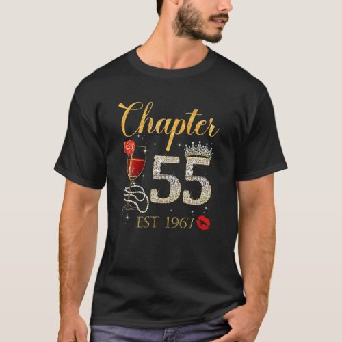 Chapter 55 Years EST 1967 55Th Birthday Red Rose W T_Shirt