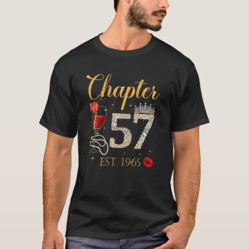 Chapter 57 Years EST 1965 57Th Birthday Red Rose W T_Shirt