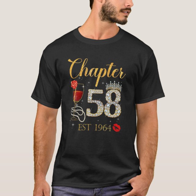 Chapter 58 Years EST 1964 58Th Birthday Red Rose W T-Shirt (Front)