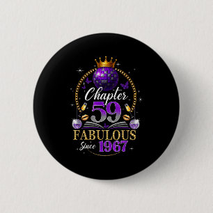 Chapter 59 Since 1967 Purple Disco Ball 59th Birth Button