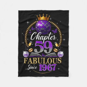 Chapter 59 Since 1967 Purple Disco Ball 59th Birth Fleece Blanket